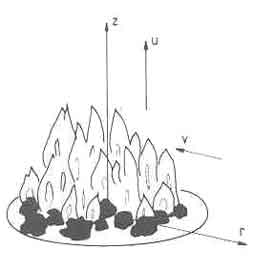 Geometry and coordinate system for 
an axisymmetric plume with combustion