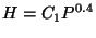 $\displaystyle H = C_1 P ^ {0.4}$